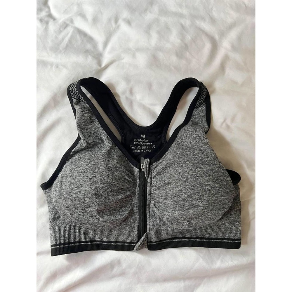 Heather Grey Workout Bra High Intensity Medium